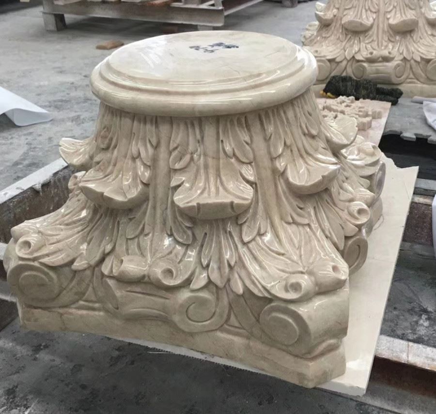 Carved marble stone pilla capital