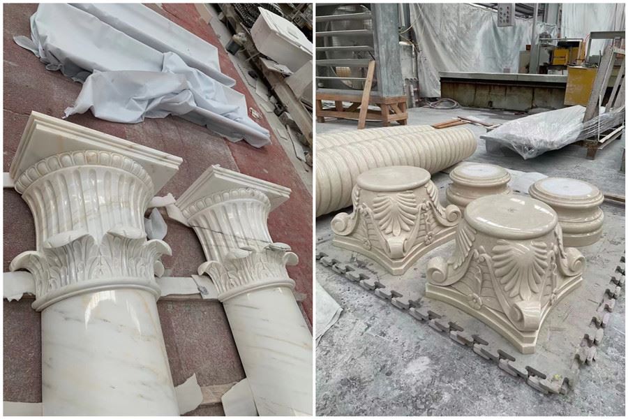 natural marble hand carved capital