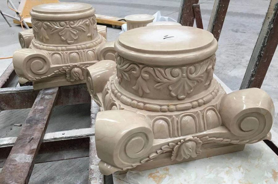 Beige marble engraved pilla capital
